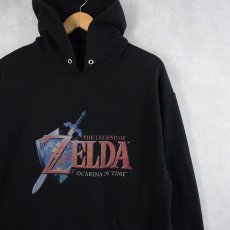 画像1: ZELDA "OCARINA OF TIME" USA製 ゲームプリントスウェットフーディー BLACK (1)