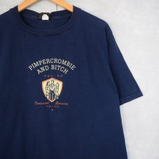 画像1: 90's USA製 "PIMPERCROMBIE AND BITCH" パロディTシャツ NAVY L (1)