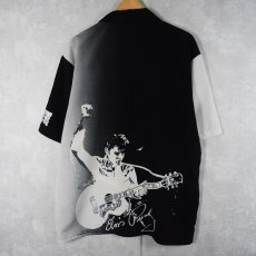 画像2: ELVIS PRESLEY ロックシンガープリント オープンカラーシャツ XL (2)