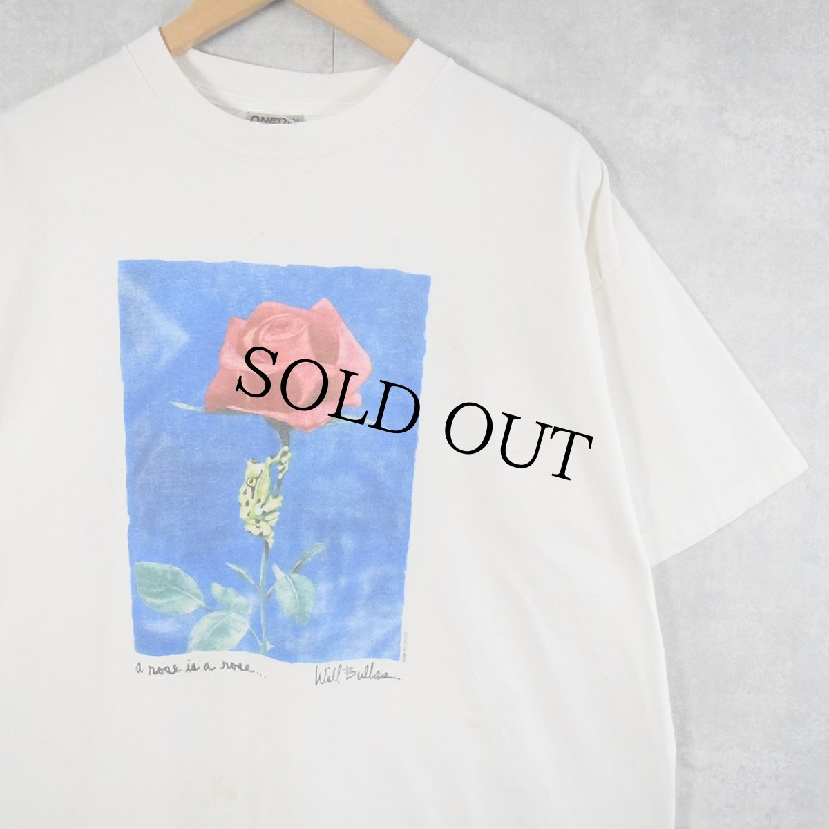 画像1: 90's Will Bullas "a rose is a rose..." アートプリントTシャツ XL (1)