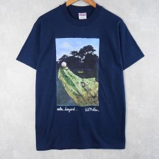 画像1: 90's Will Bullas "water hazard..." アートプリントTシャツ NAVY M (1)