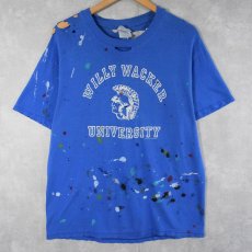 画像1: 90〜2000's "WILLY WACKER UNIVERSITY" ペンキペイント インディアンヘッドプリントTシャツ L (1)