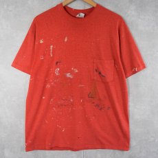 画像1: 80's Hanes USA製 "Fifty-Fifty" ペンキペイント ポケットTシャツ XL (1)