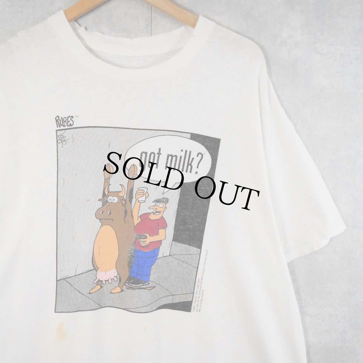 画像1: 90's RUBES "got milk" シュールイラストプリントTシャツ  (1)