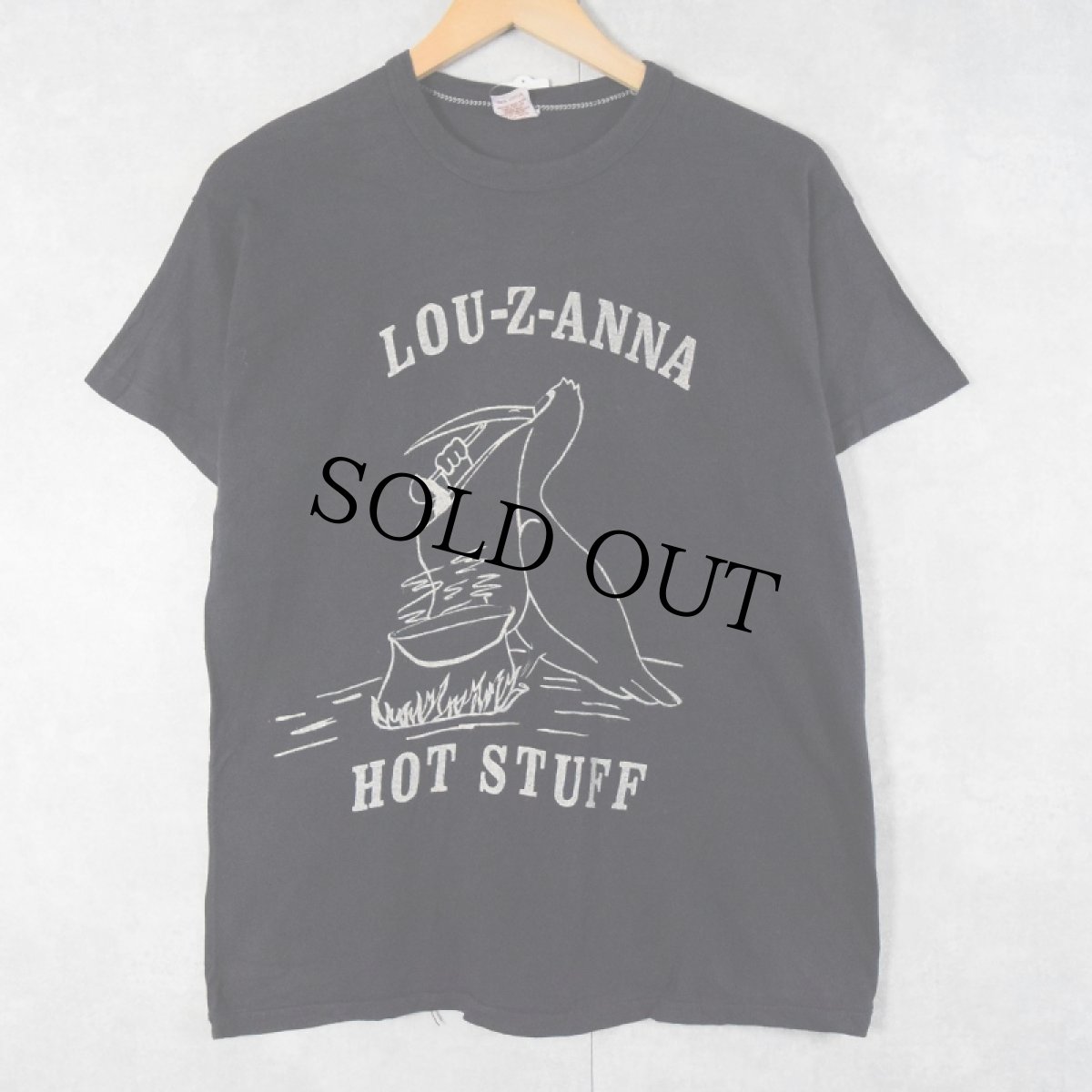 画像1: 70's USA製 "LOU-Z-ANNA HOT STUFF" 鳥プリントTシャツ NAVY L (1)