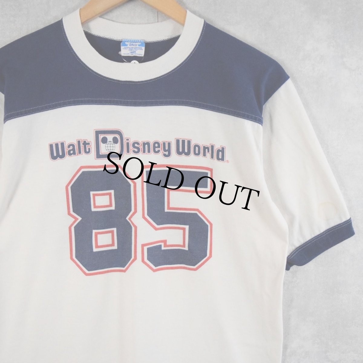 画像1: 80〜90's Diseny USA製 "Walt Disney World" 切り替えデザイン テーマパークプリントTシャツ L (1)