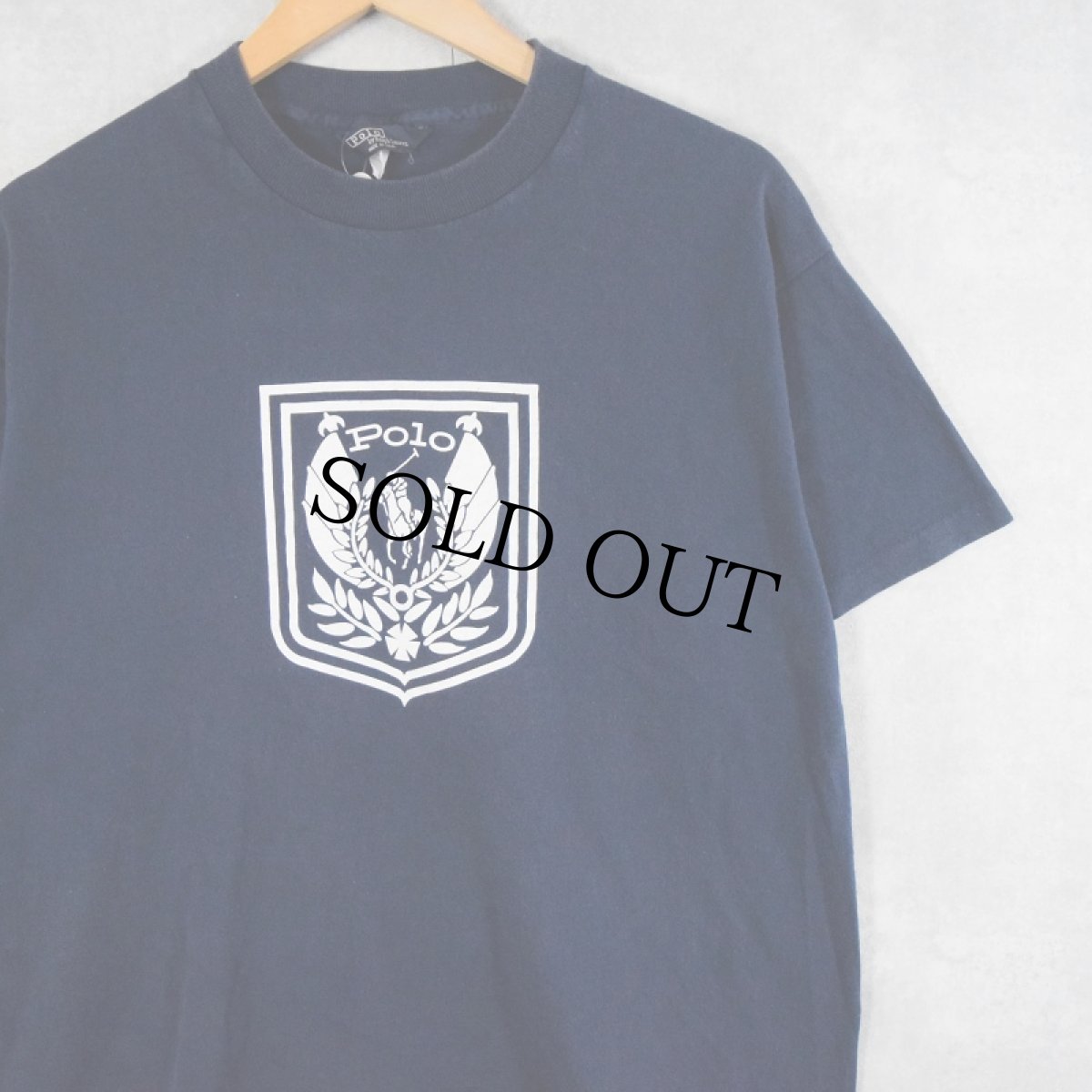 画像1: 80〜90's POLO Ralph Lauren USA製 エンブレムプリントTシャツ NAVY ONE SIZE  (1)
