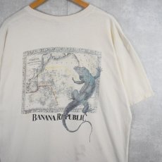 画像1: 90's BANANA REPUBLIC USA製 トカゲプリントTシャツ XL (1)