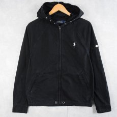 画像1: POLO Ralph Lauren コットン×ナイロン フード付きジップジャケット BLACK S (1)