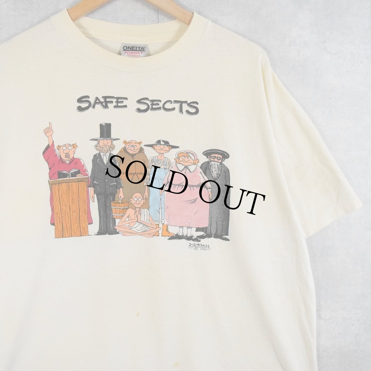 画像1: 90's USA製 "SAFE SECTS" イラストプリントTシャツ XL (1)