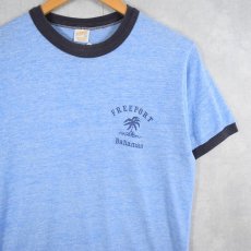 画像1: 80's sportswear USA製 "FREEPORT Bahamas" プリントリンガーTシャツ M (1)