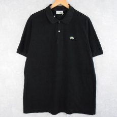 画像1: 70〜80's CHEMISE LACOSTE FRANCE製 ロゴ刺繍 鹿の子ポロシャツ BLACK SIZE7 (1)