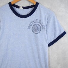 画像1: 60's Champion PRODUCTSタグ "NOTREDAME" プリントリンガーTシャツ M (1)