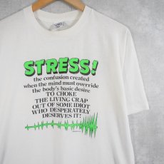 画像1: 90's USA製 "STRESS!" メッセージプリントTシャツ XL (1)