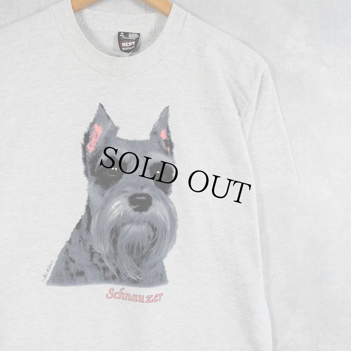 画像1: 90's USA製 "Schnauzer" 犬プリントTシャツ M (1)