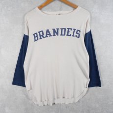画像1: 70's Champion USA製 バータグ "BRANDEIS" 2トーン ベースボールTシャツ XL (1)
