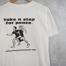 画像2: 90〜2000's "STOP WAR RUN MORE" ピースマークプリントTシャツ L (2)