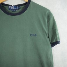 画像1: POLO Ralph Lauren "POLO" ロゴプリント リンガーTシャツ S (1)