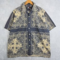 画像1: RLX POLO SPORT Ralph Lauren バンダナ柄 コットンオープンカラーシャツ L (1)