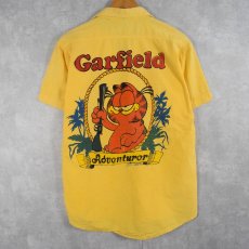 画像1: GARFIELD "ADVENTURER" キャラクタープリントオープンカラーシャツ SIZE36 (1)