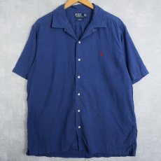 画像1: POLO Ralph Lauren "CURHAM CLASSIC FIT" リネン×コットン オープンカラーシャツ L (1)