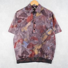 画像1: 90's Fulton Street Shirt Works USA製 総柄プルオーバー ポリエステルシャツ M (1)