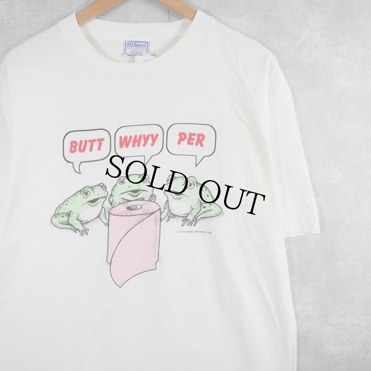 画像1: 90's USA製 "BUTT WHYY PER" パロディプリントTシャツ L (1)