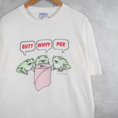 画像1: 90's USA製 "BUTT WHYY PER" パロディプリントTシャツ L (1)