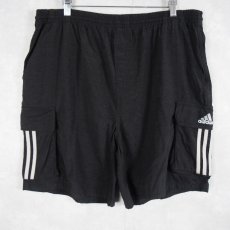 画像1: 90's adidas ラインデザイン ナイロンカーゴショーツ BLACK XL (1)