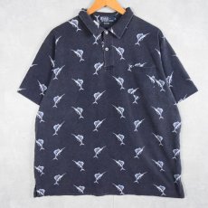 画像1: POLO Ralph Lauren 魚柄 鹿の子ポロシャツ XL (1)