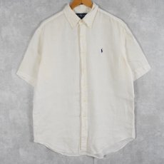 画像1: Ralph Lauren "Classic Fit" リネンボタンダウンシャツ L (1)