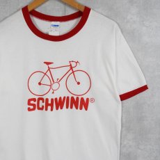 画像1: 70's Champion USA製 バータグ "SCHWINN" 自転車プリントリンガーTシャツ L (1)