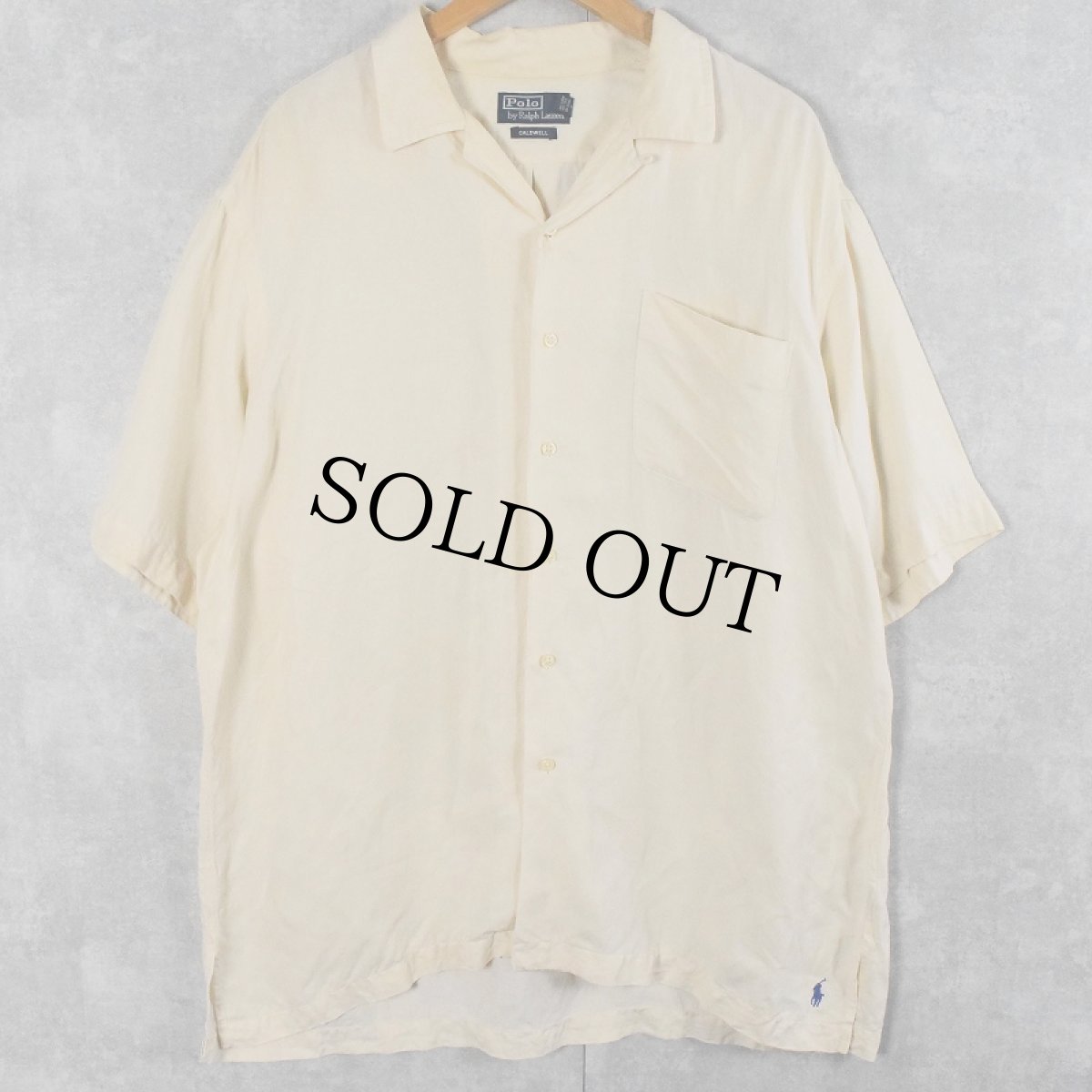 画像1: POLO Ralph Lauren "CALDWELL" リネン×シルク オープンカラーシャツ XL (1)