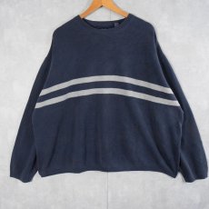 画像1: GAP ボーダー柄 コットンニットセーター NAVY XXL (1)