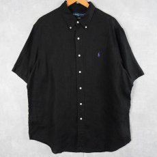 画像1: Ralph Lauren "CLASSIC FIT" ボタンダウンリネンシャツ BLACK XL (1)