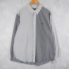 画像1: Ralph Lauren チェック×ストライプ柄 クレイジーパターン コットンボタンダウンシャツ XXL (1)