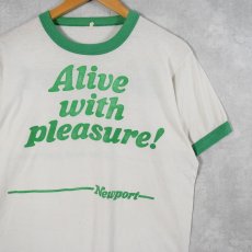 画像1: 80's Newport USA製 "Alive with pleasure!" タバコ企業 リンガーTシャツ L (1)