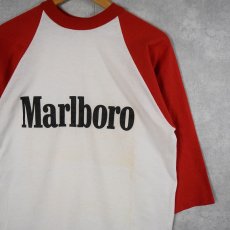 画像1: 80's Marlboro タバコ企業 ロゴプリント ラグランTシャツ (1)