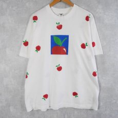 画像1: 90's USA製 りんご柄プリント×ハンドペイント Tシャツ XL (1)