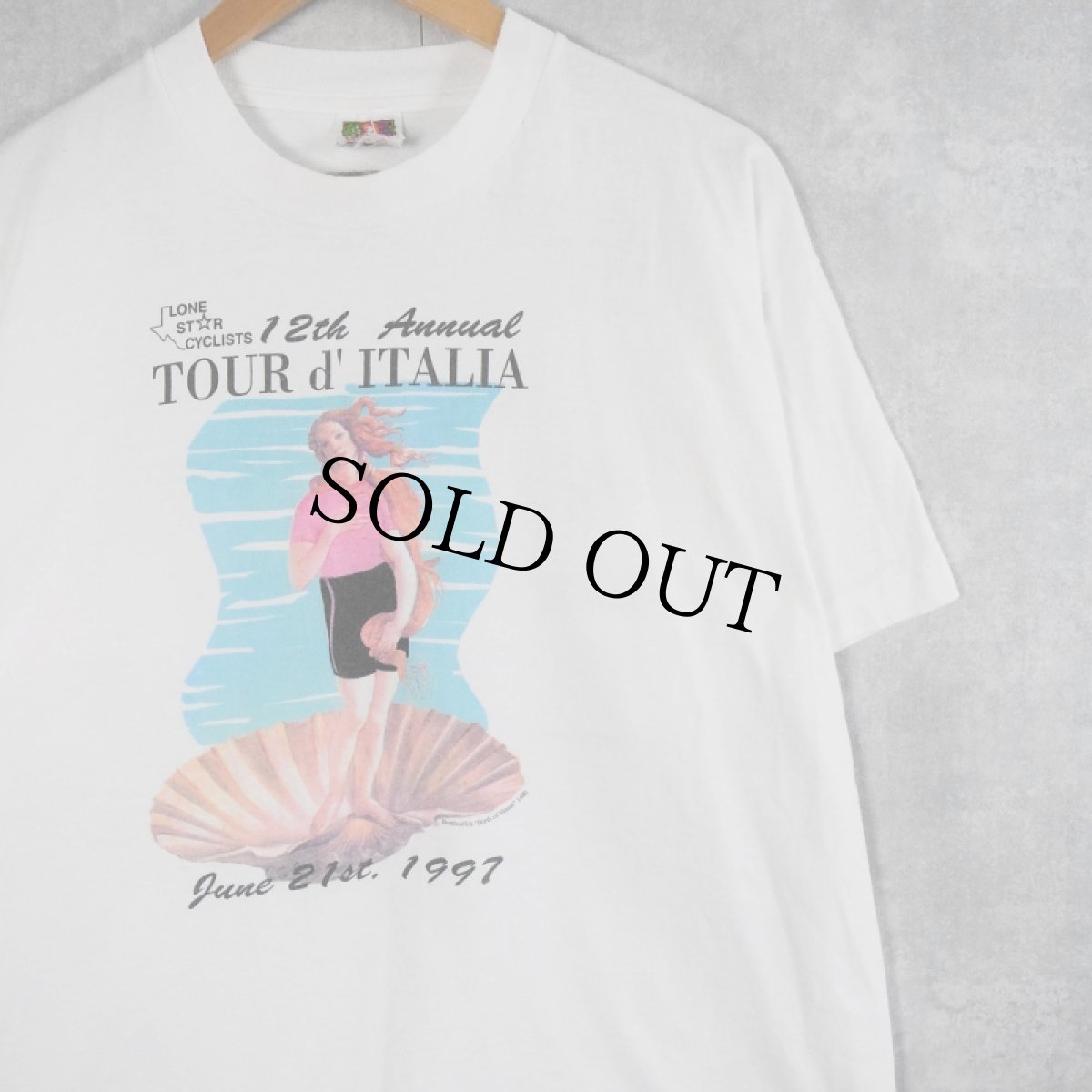 画像1: 90's Botticelli's "Birth Of Venus" 自転車レースプリントTシャツ (1)