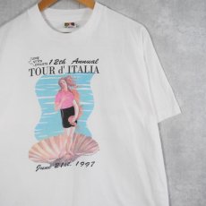 画像1: 90's Botticelli's "Birth Of Venus" 自転車レースプリントTシャツ (1)