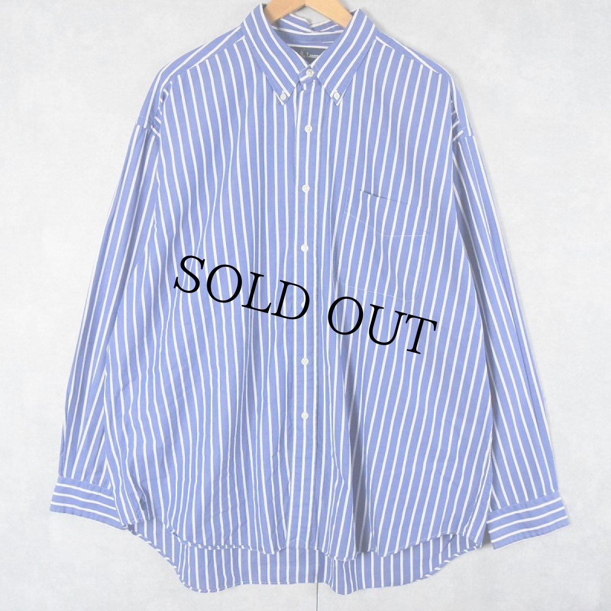 画像1: Ralph Lauren "BIG SHIRT" ストライプ柄 コットンボタンダウンシャツ XL (1)