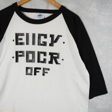 画像1: 80's "FUCK OFF" USA製 ギミックプリント ラグランTシャツ XL (1)