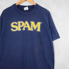 画像1: 90's SPAM 企業ロゴプリントTシャツ NAVY XL (1)