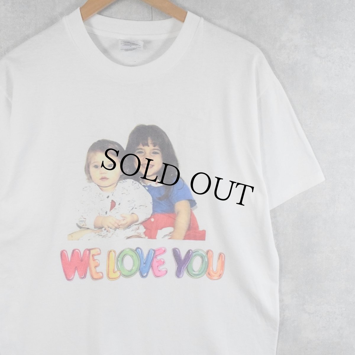 画像1: 90's "WE LOVE YOU" メモリアルフォトプリントTシャツ M (1)