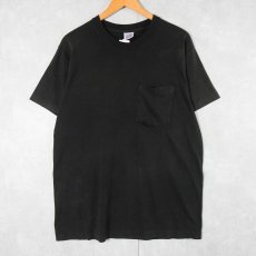 画像1: 90's BVD USA製 無地ポケットTシャツ BLACK L (1)