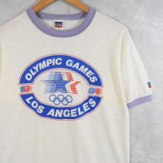 画像1: 80's Levi's USA製 "OLYMPIC GAMES LOS ANGELES" オリンピックプリントリンガーＴシャツ M (1)