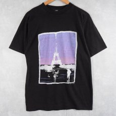 画像1: 80's エッフェル塔 アートプリントＴシャツ BLACK M (1)