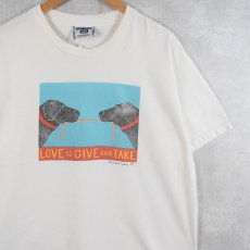 画像1: 90's Lee STEPHEN HUNECK "LOVE IS GIVE AND TAKE" アートプリントＴシャツ L (1)