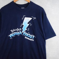 画像1: 90's Yukon Jack USA製 "PERMAFROST" リキュールメーカープリントＴシャツ NAVY L (1)